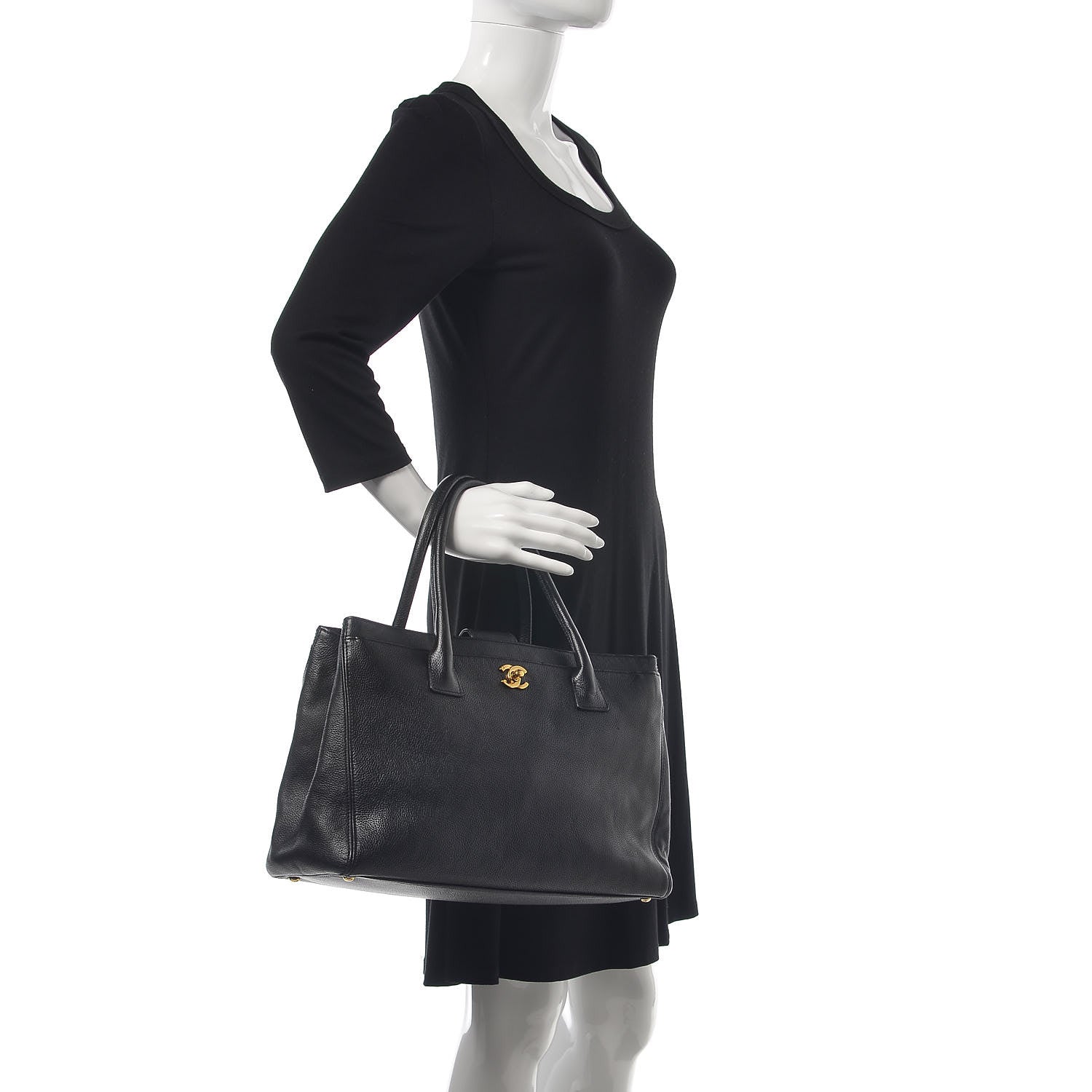 Chanel Calfskin Cerf Executive Shopper Tote Black 2 of 9