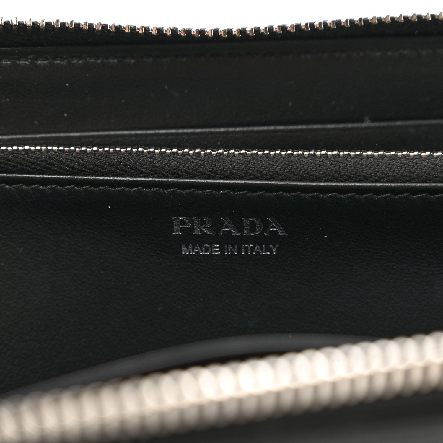 Prada Vitello Daino Triangle Zip Around Wallet Black 6 of 7