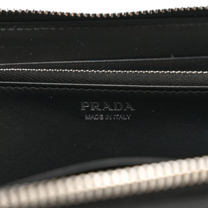 Prada Vitello Daino Triangle Zip Around Wallet Black 6 of 7