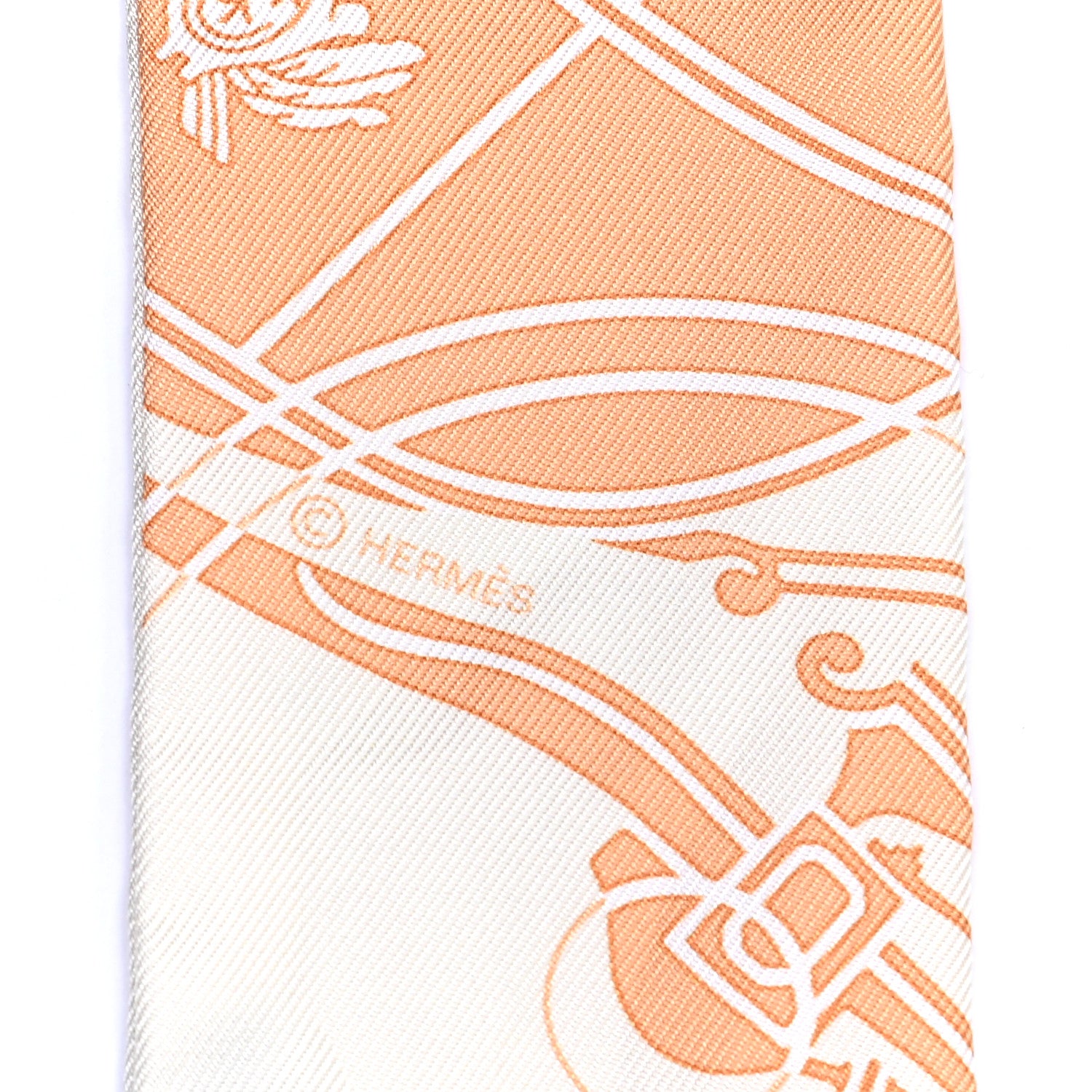 Hermes Silk Ex-Libris Twilly Creme Orange Beige 3 of 4