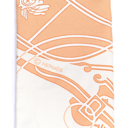 Hermes Silk Ex-Libris Twilly Creme Orange Beige 3 of 4