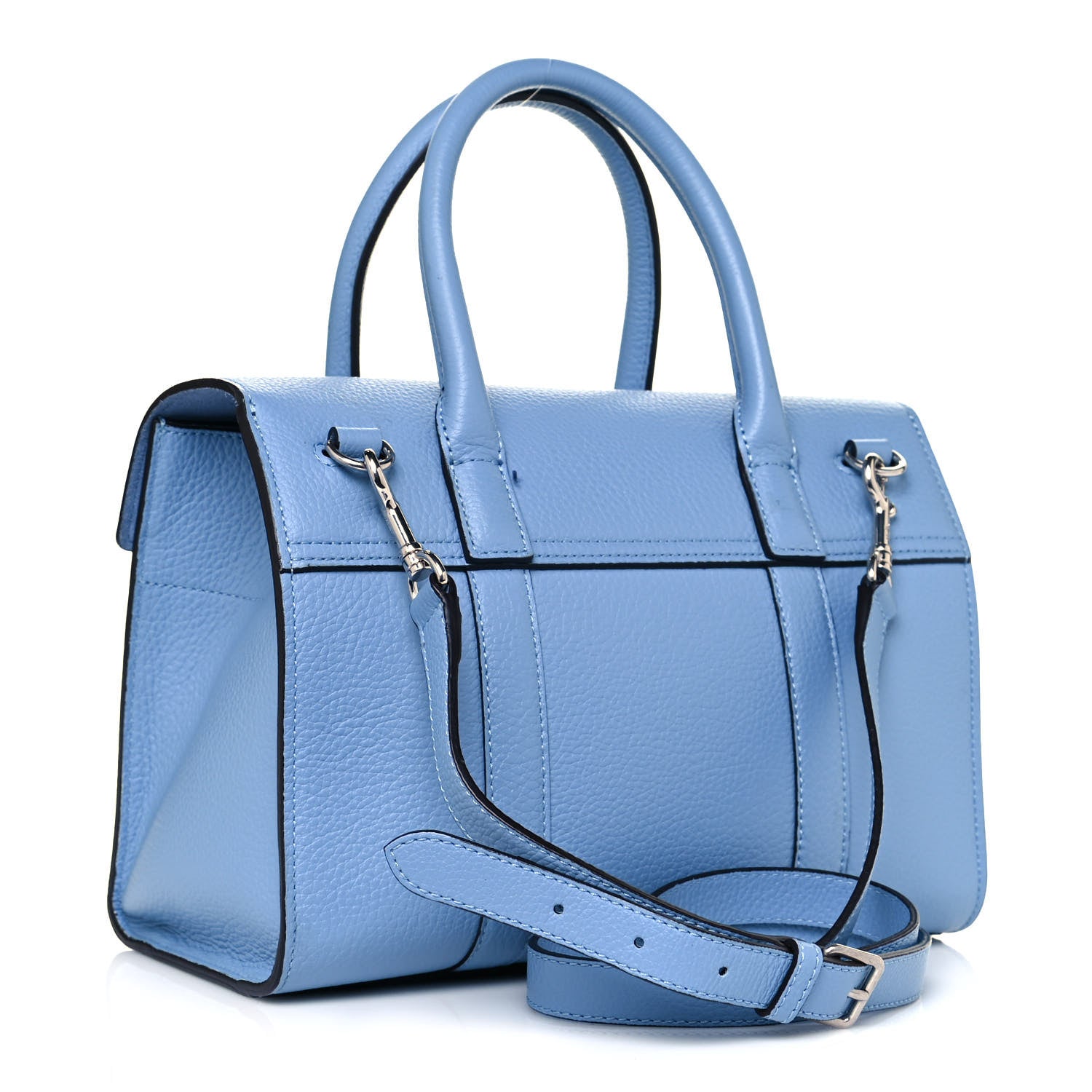 Mulberry Classic Grain Calfskin Small Bayswater Porcelain Blue 3 of 9