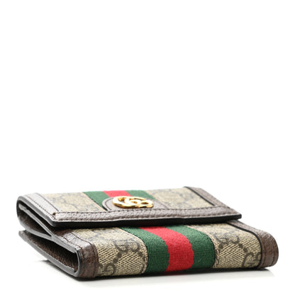 Gucci GG Supreme Monogram Web Ophidia French Flap Wallet Beige New Acero 4 of 8