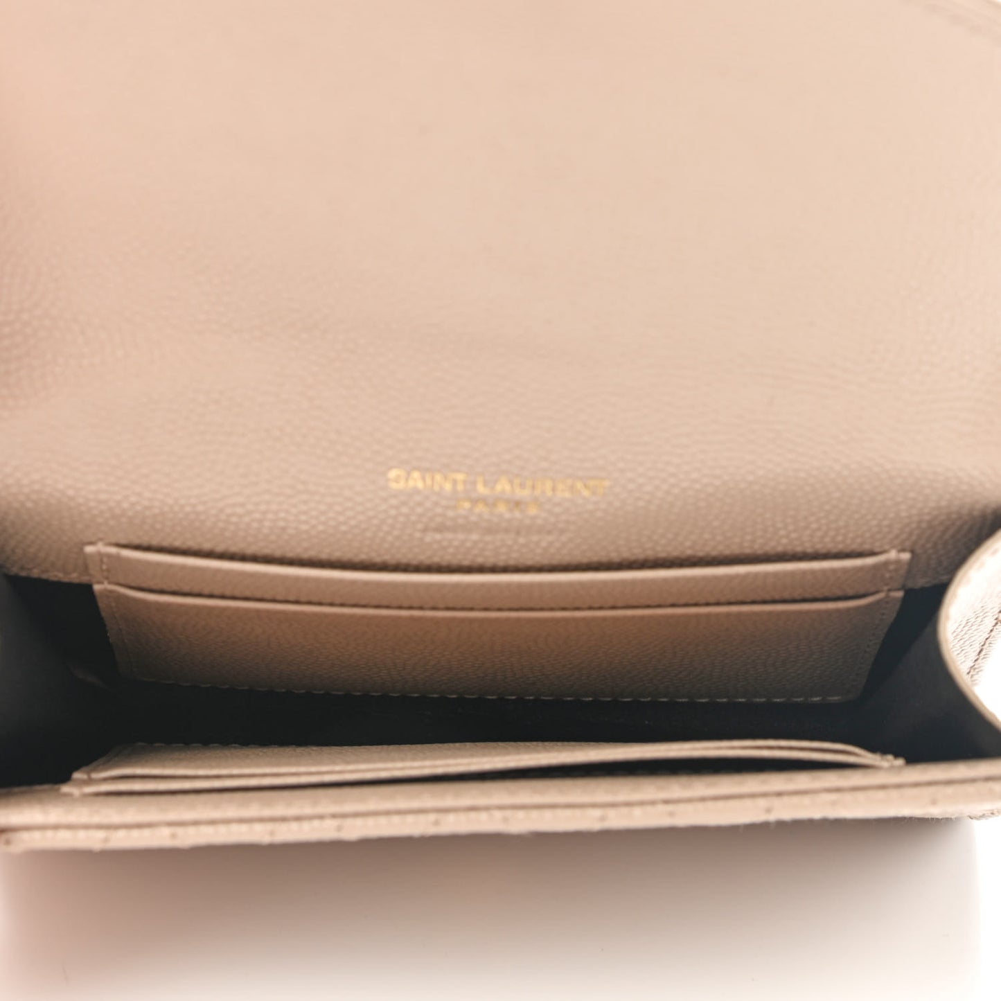 Grain De Poudre Textured Mixed Matelasse Triquilt Small Monogram Envelope Wallet Dark Beige