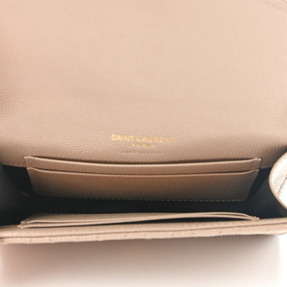 Saint Laurent Grain De Poudre Textured Mixed Matelasse Triquilt Small Monogram Envelope Wallet Dark Beige 5 of 8