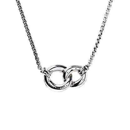 David Yurman Sterling Silver 18K Yellow Gold Belmont Pendant Necklace 5 of 7