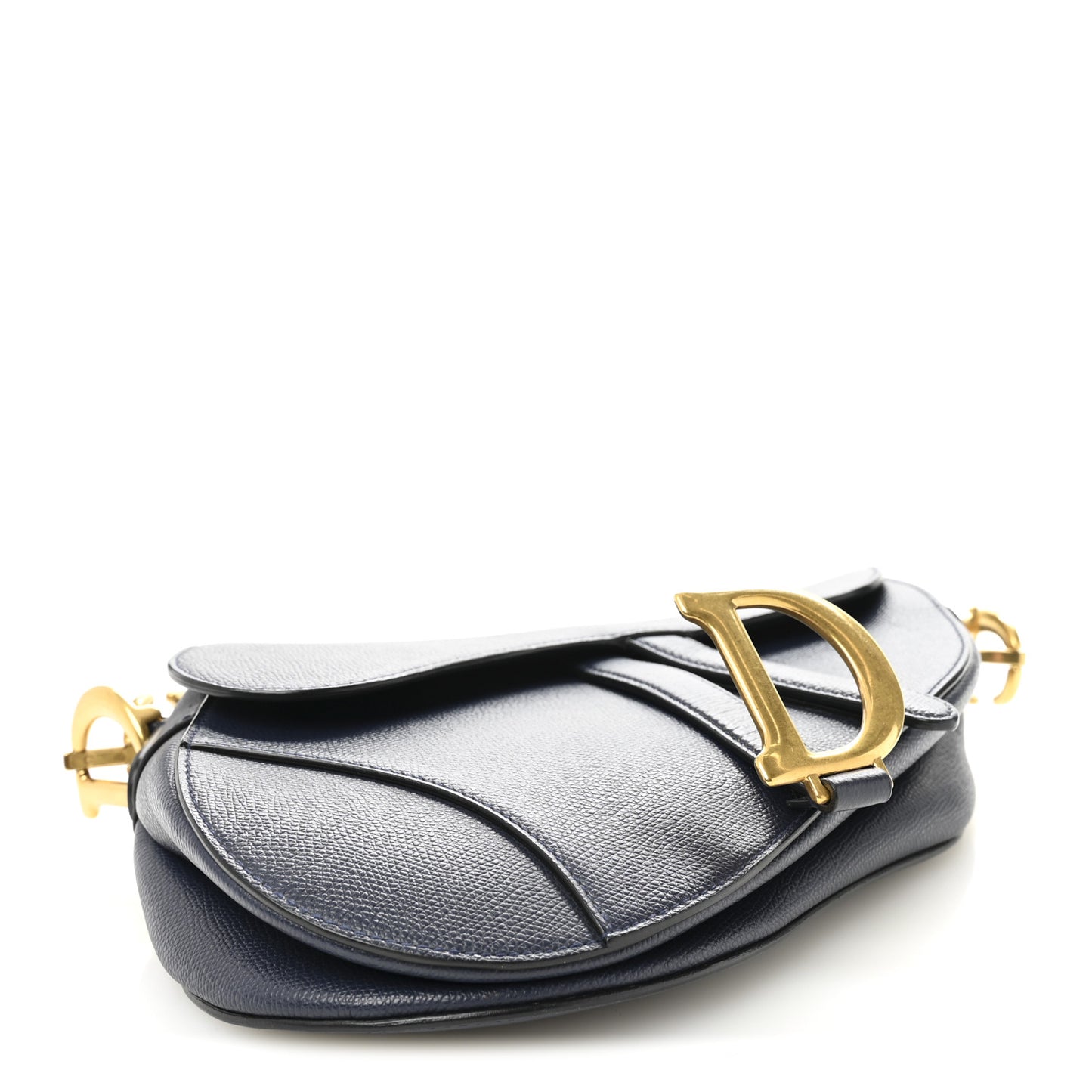 Grained Calfskin Saddle Bag Navy