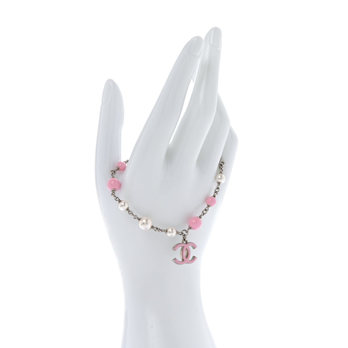 Pearl Enamel CC Bracelet Pink