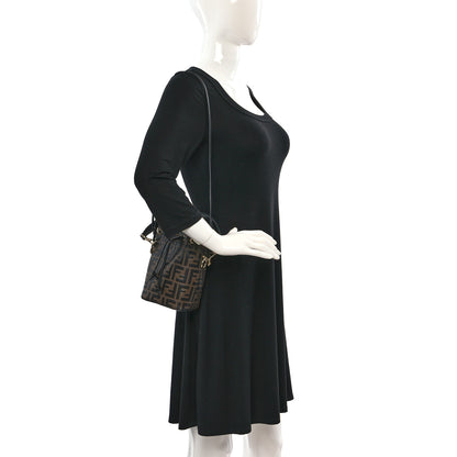 Fendi Vitello Liberty F is Fendi Bi-Color FF 1974 Embossed Mini Mon Tresor Bucket Bag Maya Black 2 of 11