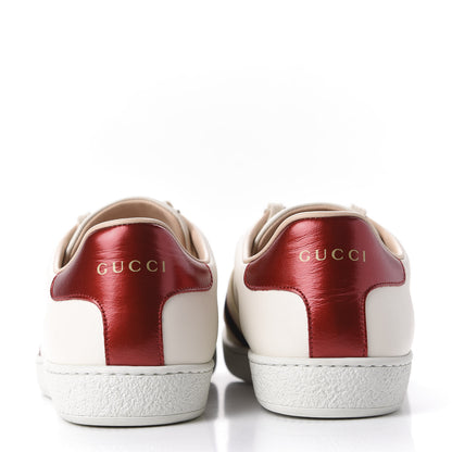 Gucci Calfskin Stripe Womens New Ace Sneakers 39 New Mystic White Ecru Red Flame 7 of 10