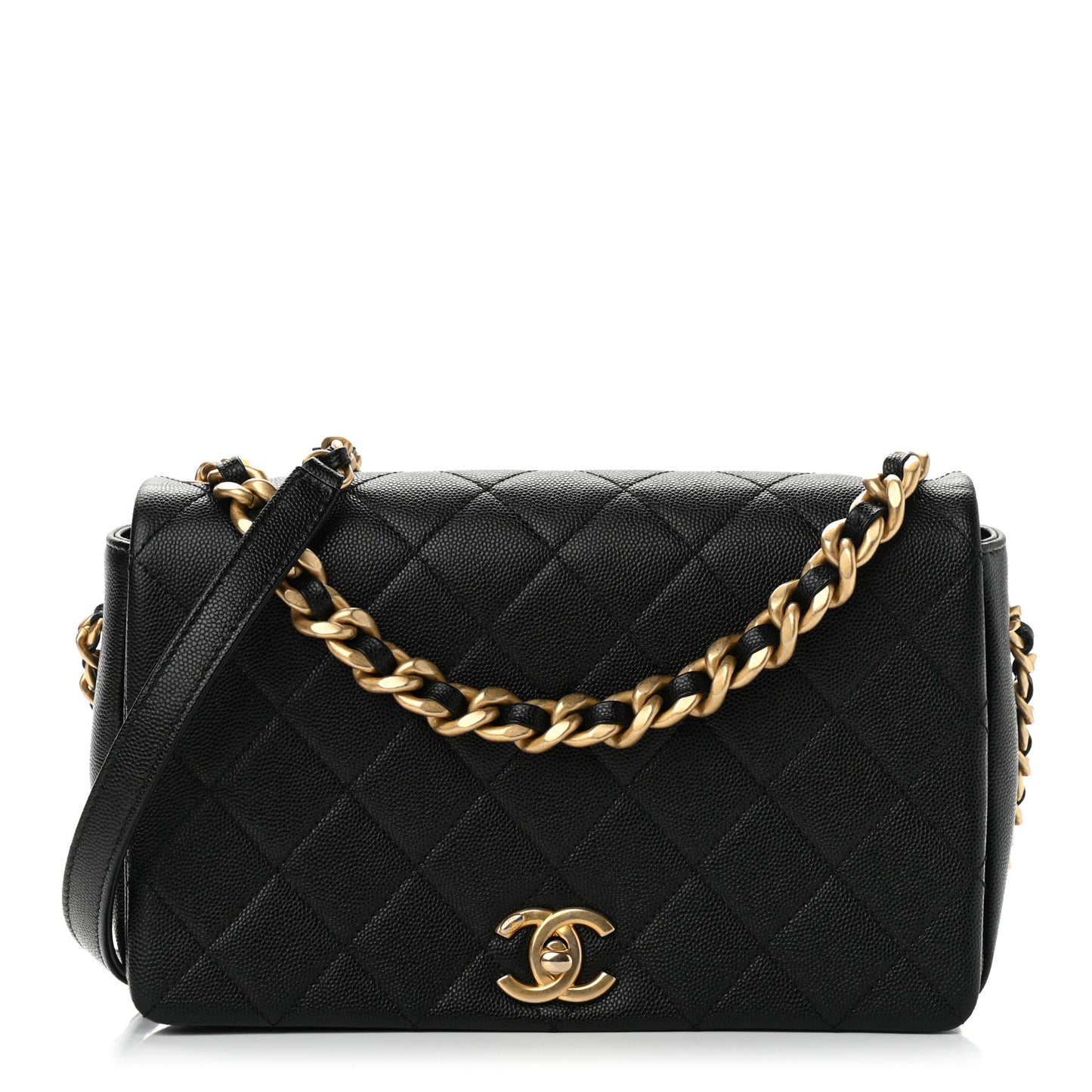 Caviar Quilted Medium Fashion Therapy Flap Bag Black