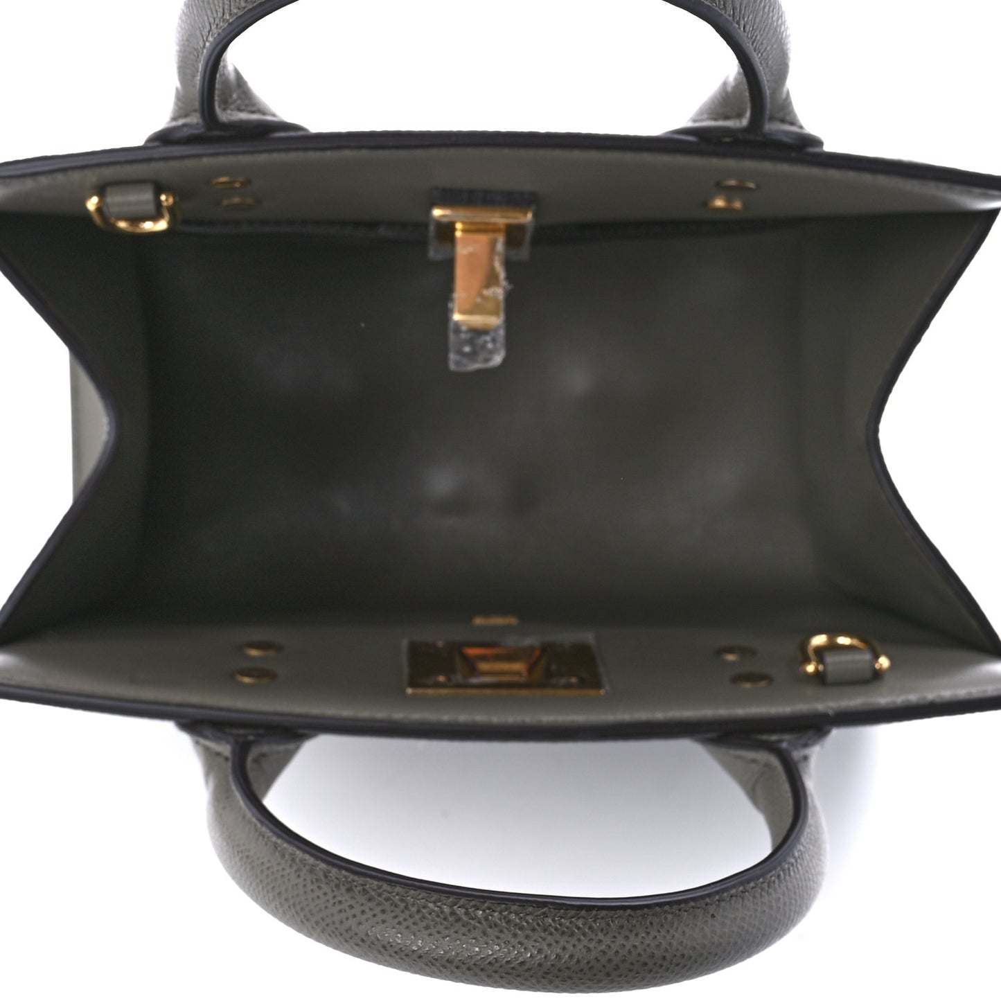 Hammered Calfskin Small The Studio Box Bag Grey