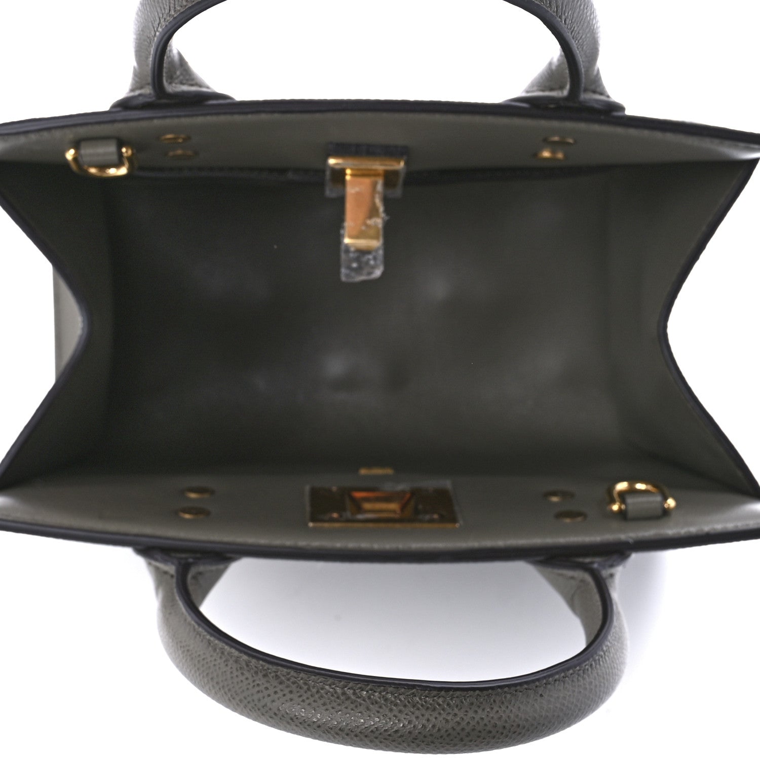 Salvatore Ferragamo Hammered Calfskin Small The Studio Box Bag Grey 4 of 9