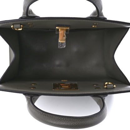 Salvatore Ferragamo Hammered Calfskin Small The Studio Box Bag Grey 4 of 9