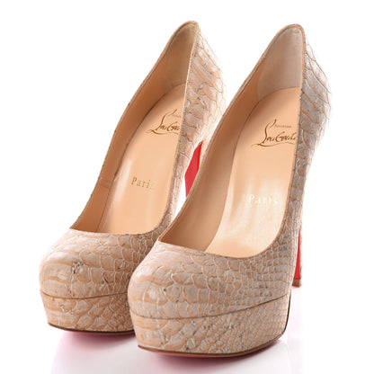 Christian Louboutin Cork Snake Print Bianca 140 Pumps 36 Beige 2 of 7