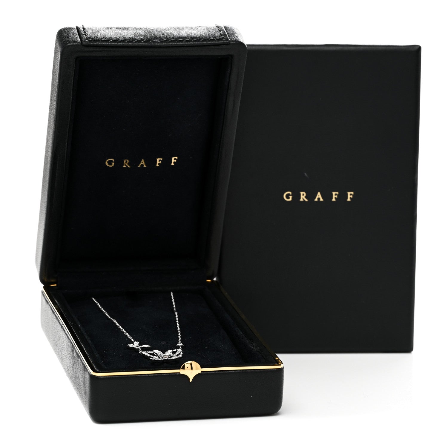 Graff 18K White Gold Diamond Double Butterfly Silhouette Pendant Necklace 5 of 5