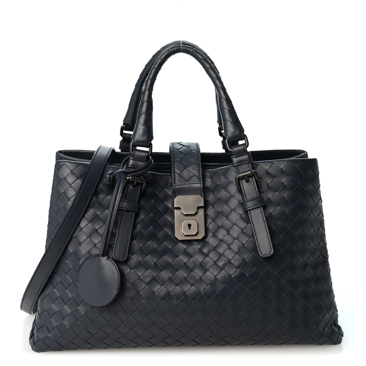 Bottega Veneta Nappa Intrecciato Small Roma Tote Dark Blue 1 of 11
