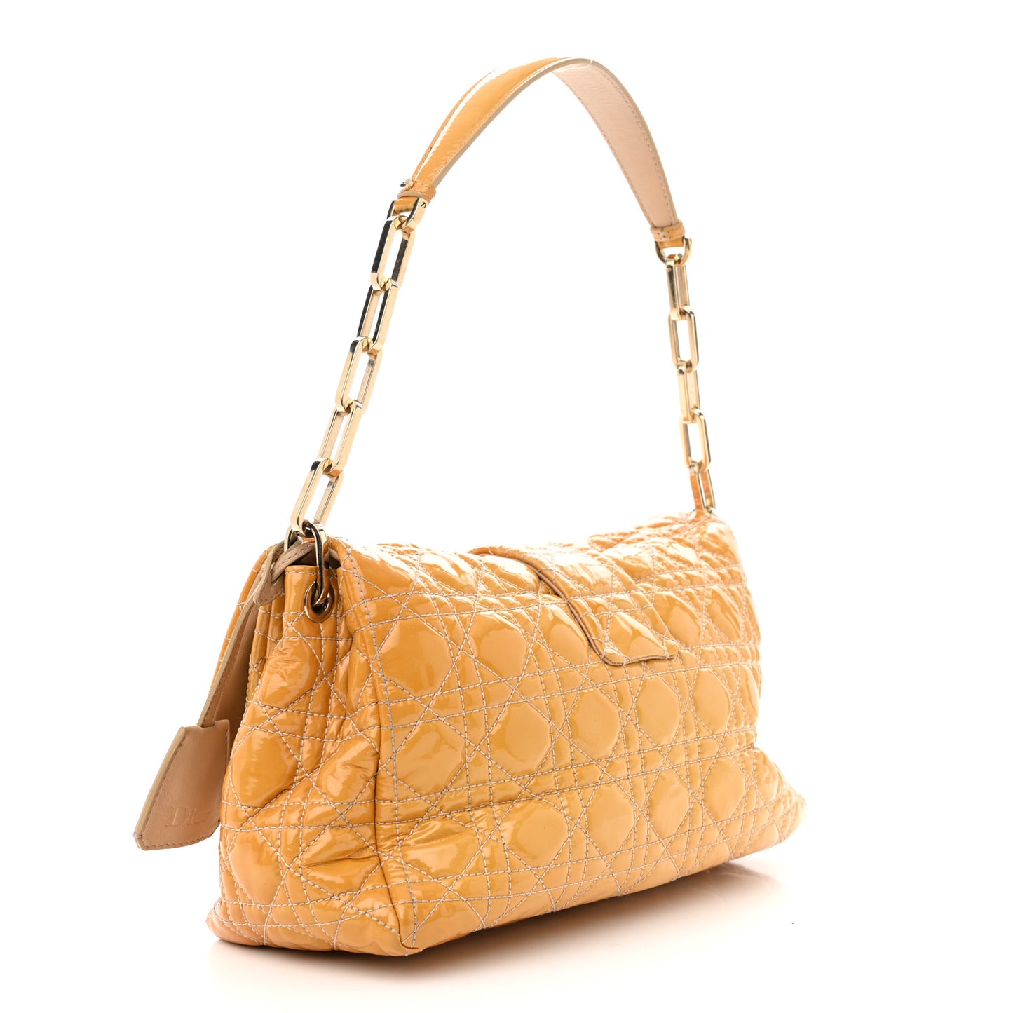 Patent Cannage Large Miss Dior Flap Beige