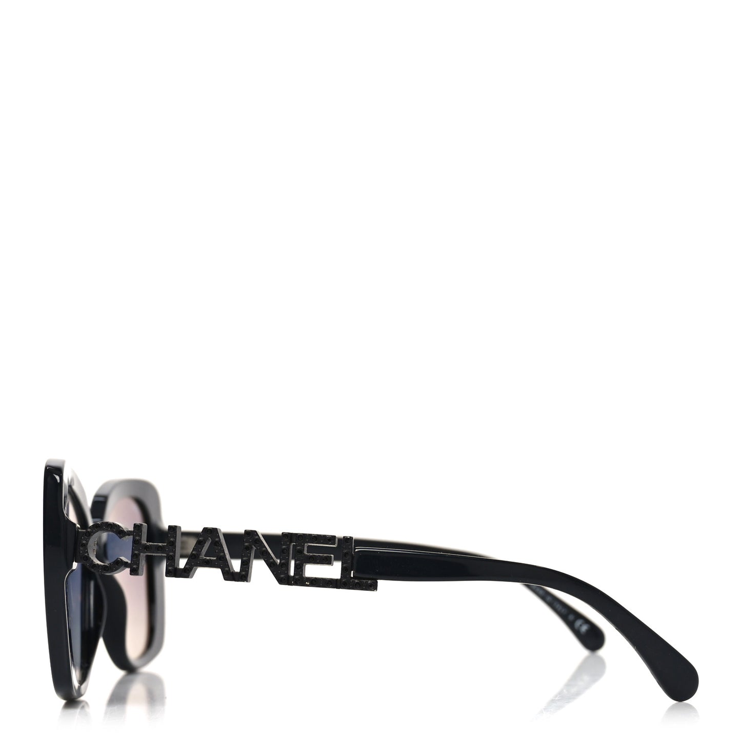 Acetate Strass Polarized Square Sunglasses 5422-B Black