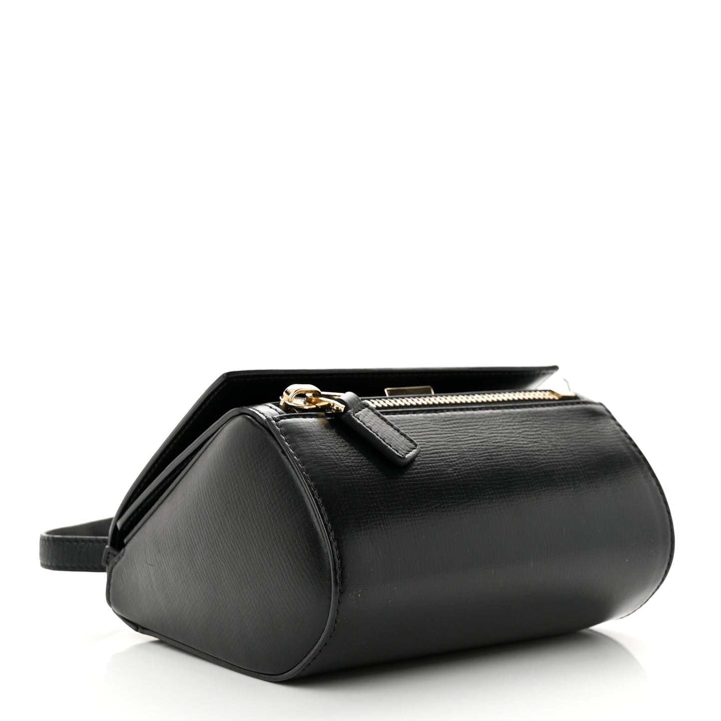 Textured Calfskin Mini Pandora Box Crossbody Bag Black