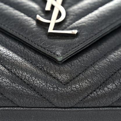 Saint Laurent Sheepskin Matelasse Chevron Monogram Medium College Bag Black 11 of 12