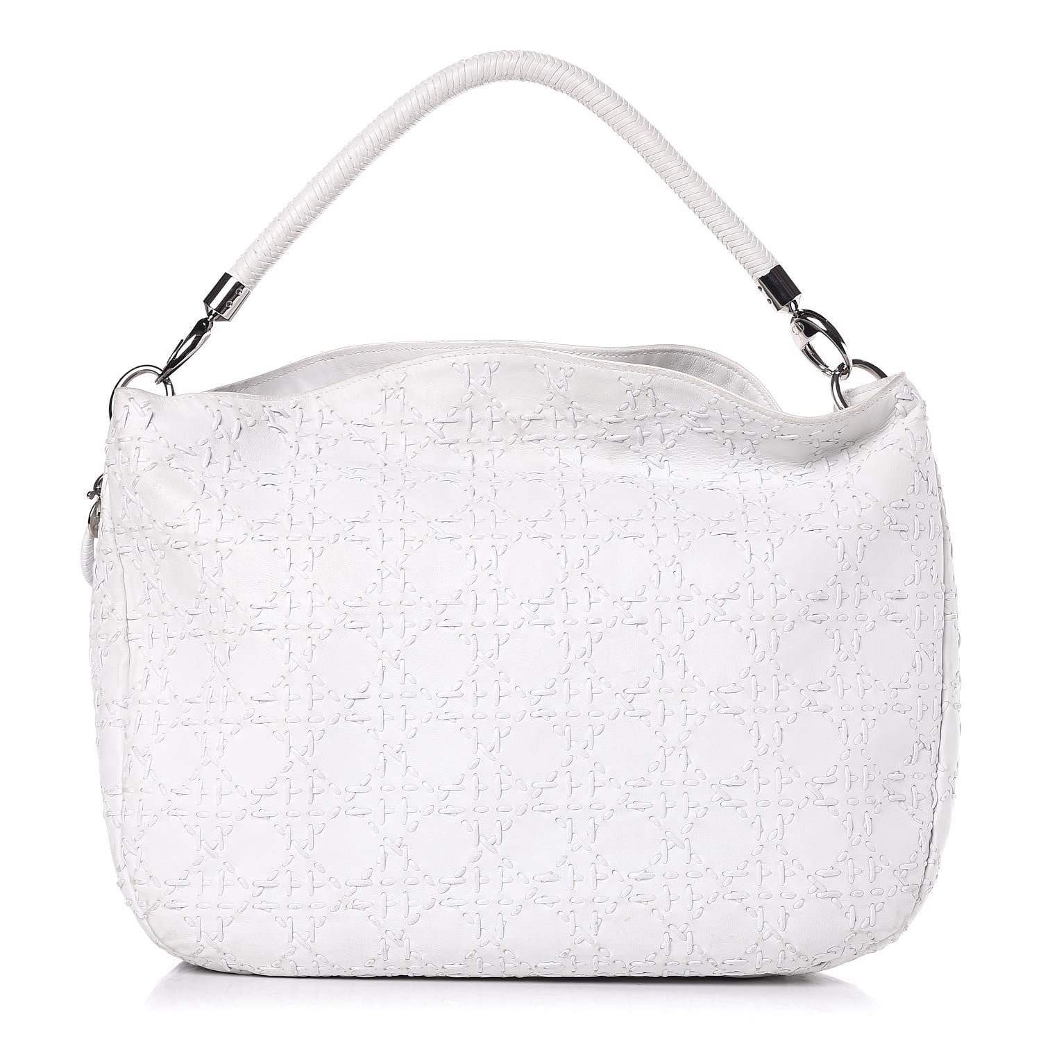 Christian Dior Lambskin Stitched Cannage Hobo White 1 of 19