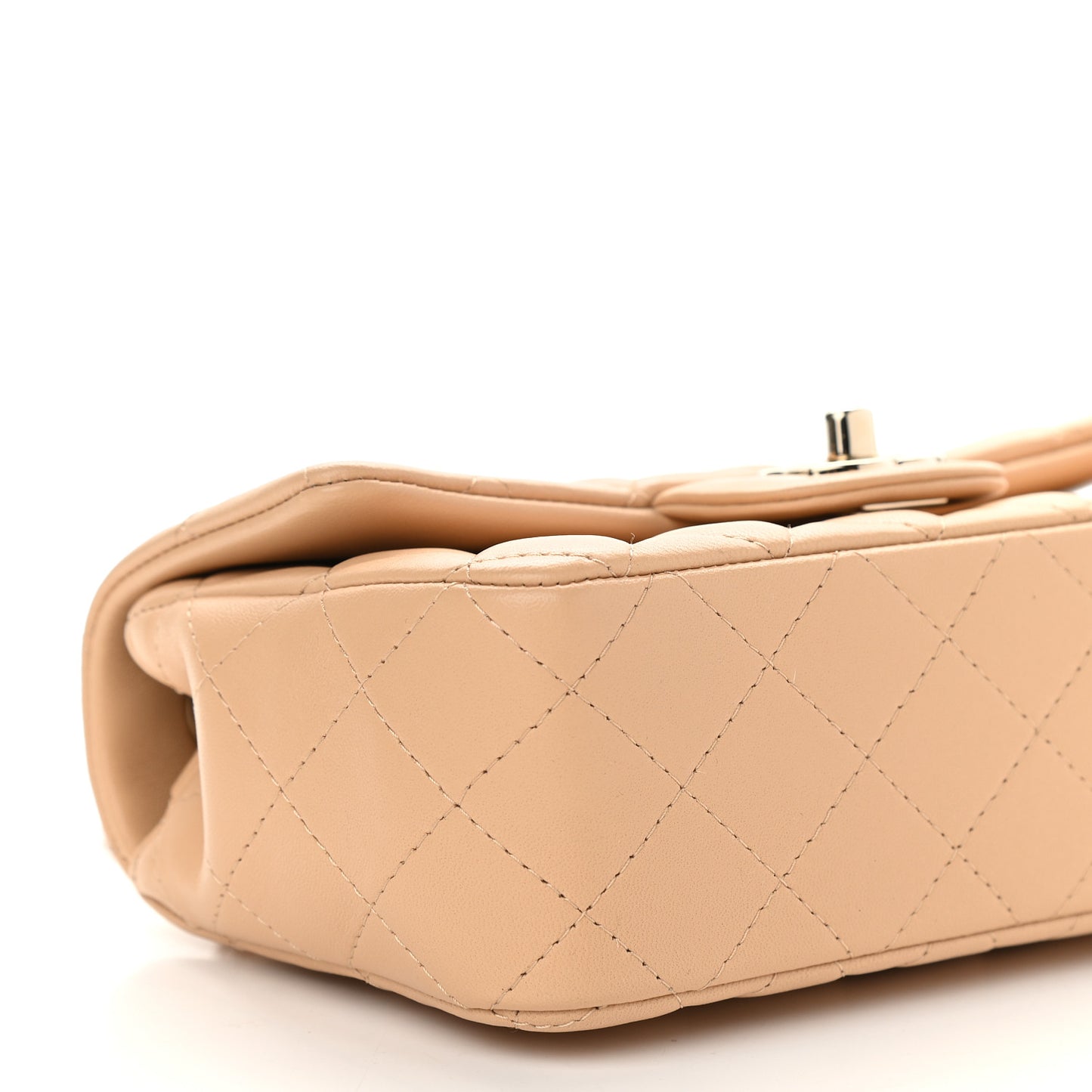 Lambskin Quilted Mini Rectangular Flap Beige