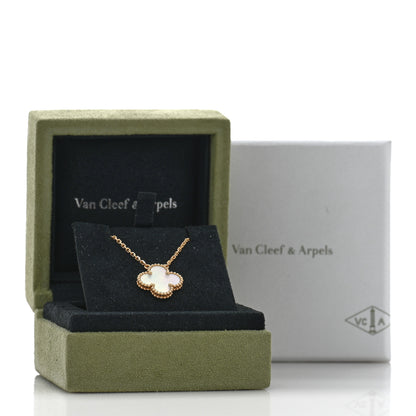 Van Cleef & Arpels 18K Yellow Gold Mother of Pearl Vintage Alhambra Pendant Necklace 5 of 5