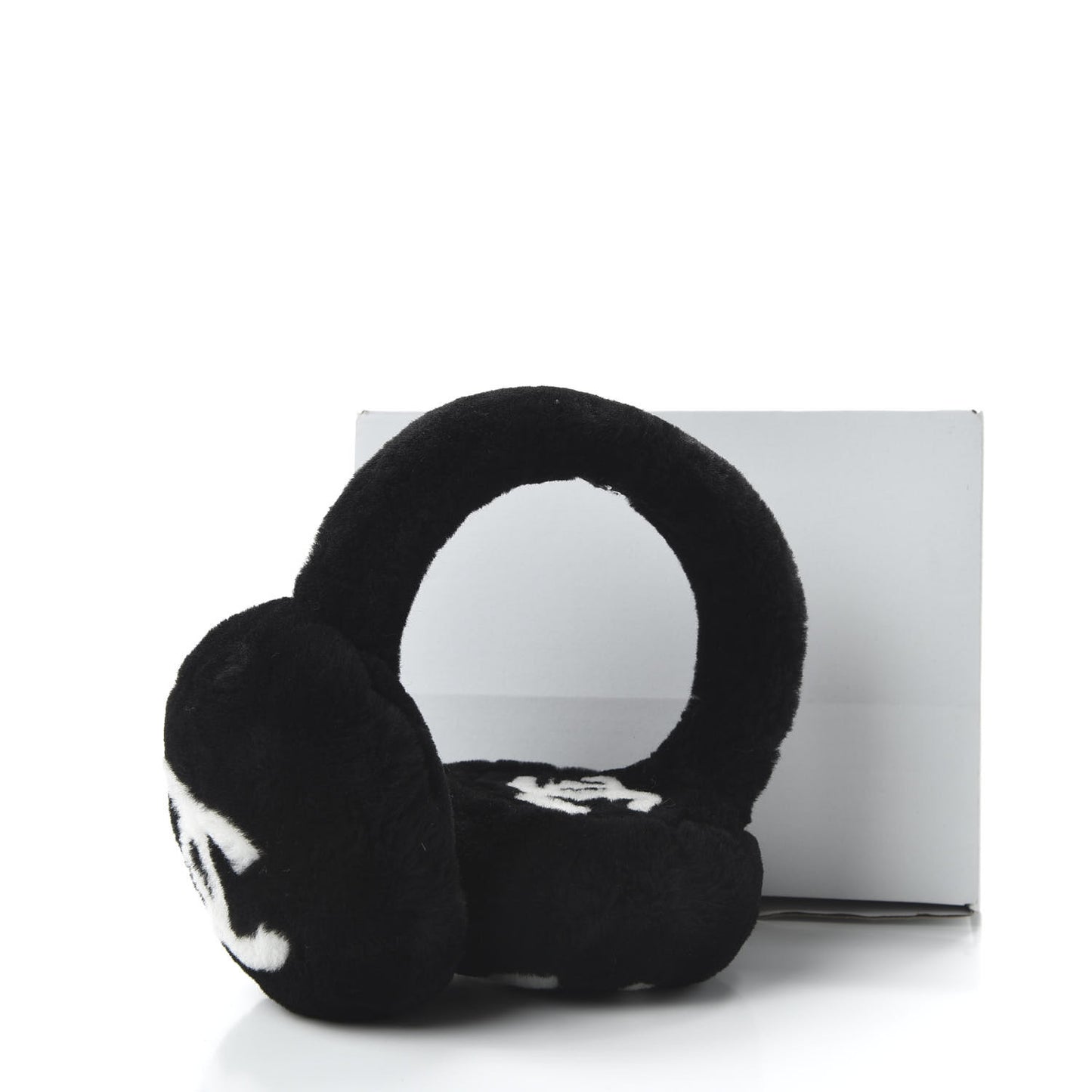 Shearling CC Ear Muffs Black White
