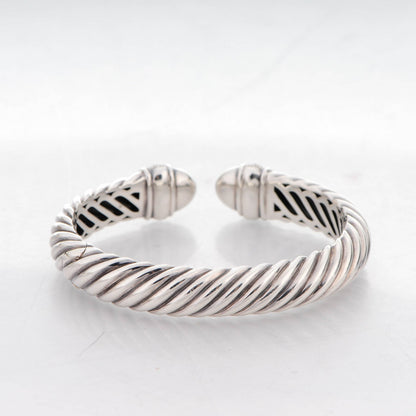 David Yurman Sterling Silver Pave Diamond 10mm Sculpted Cable Bracelet Medium 4 of 4