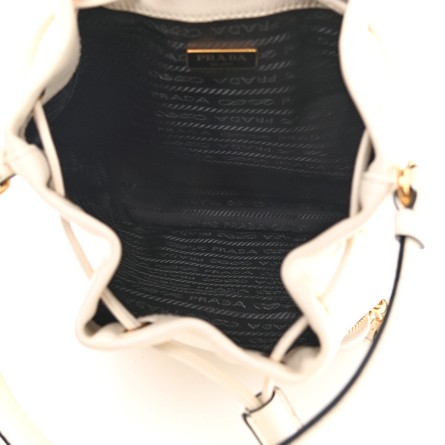 Prada Glace Calfskin Logo Mini Bucket Crossbody Bag White 5 of 10
