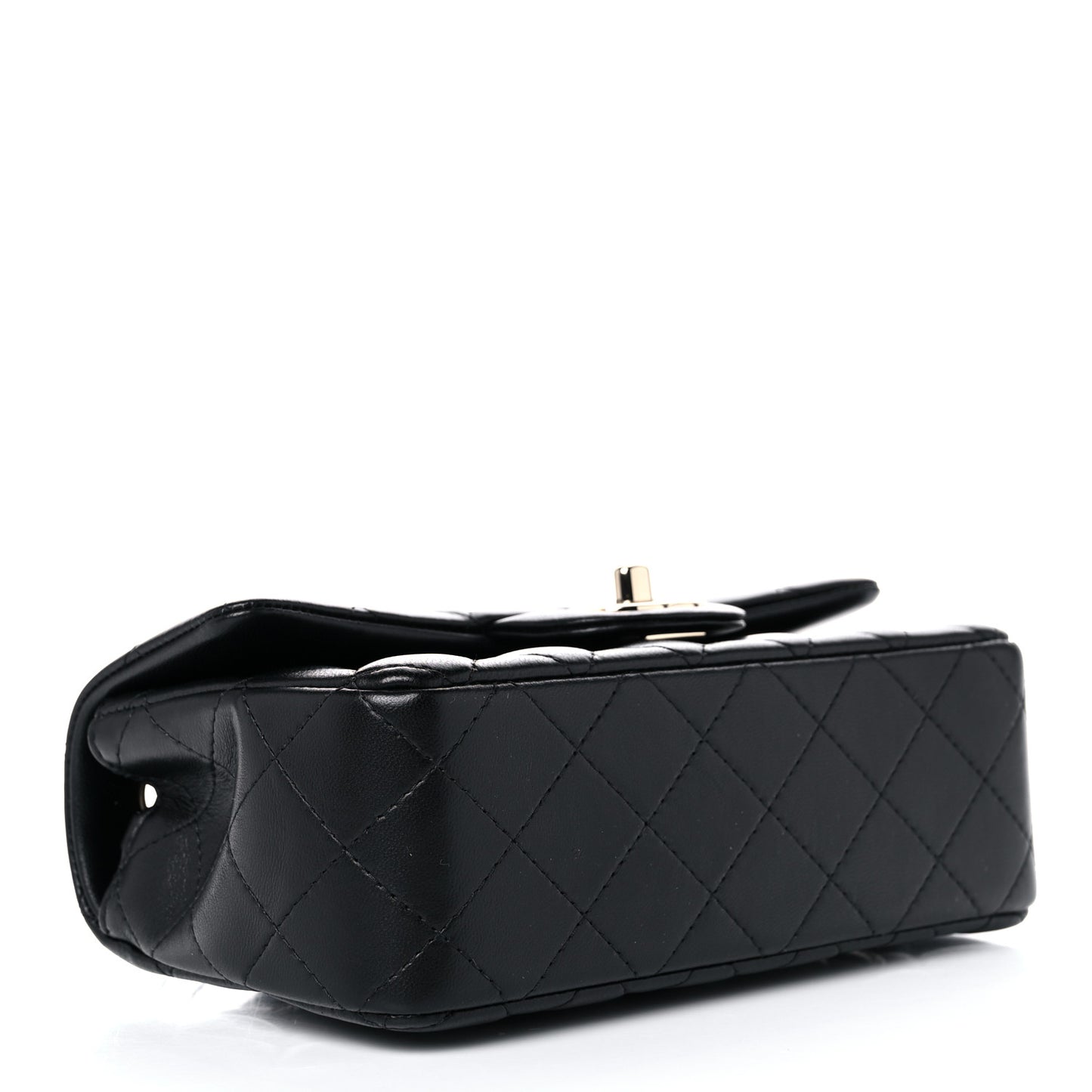 Lambskin Quilted Mini Rectangular Flap Black