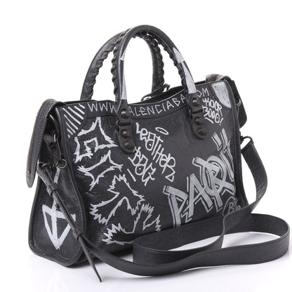 Balenciaga Agneau Arena Graffiti All Over Classic Hardware S City Gris Fossile White 2 of 8