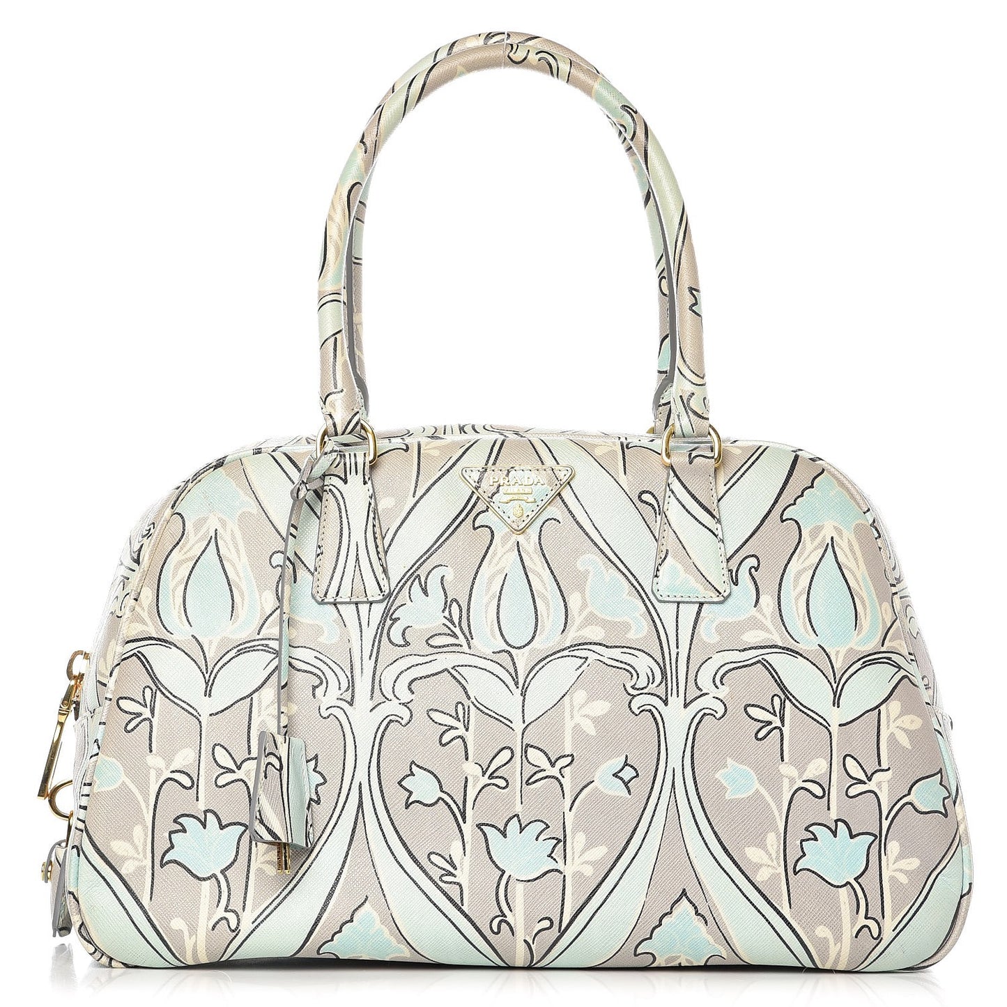 Saffiano Anise Print Bauletto Green