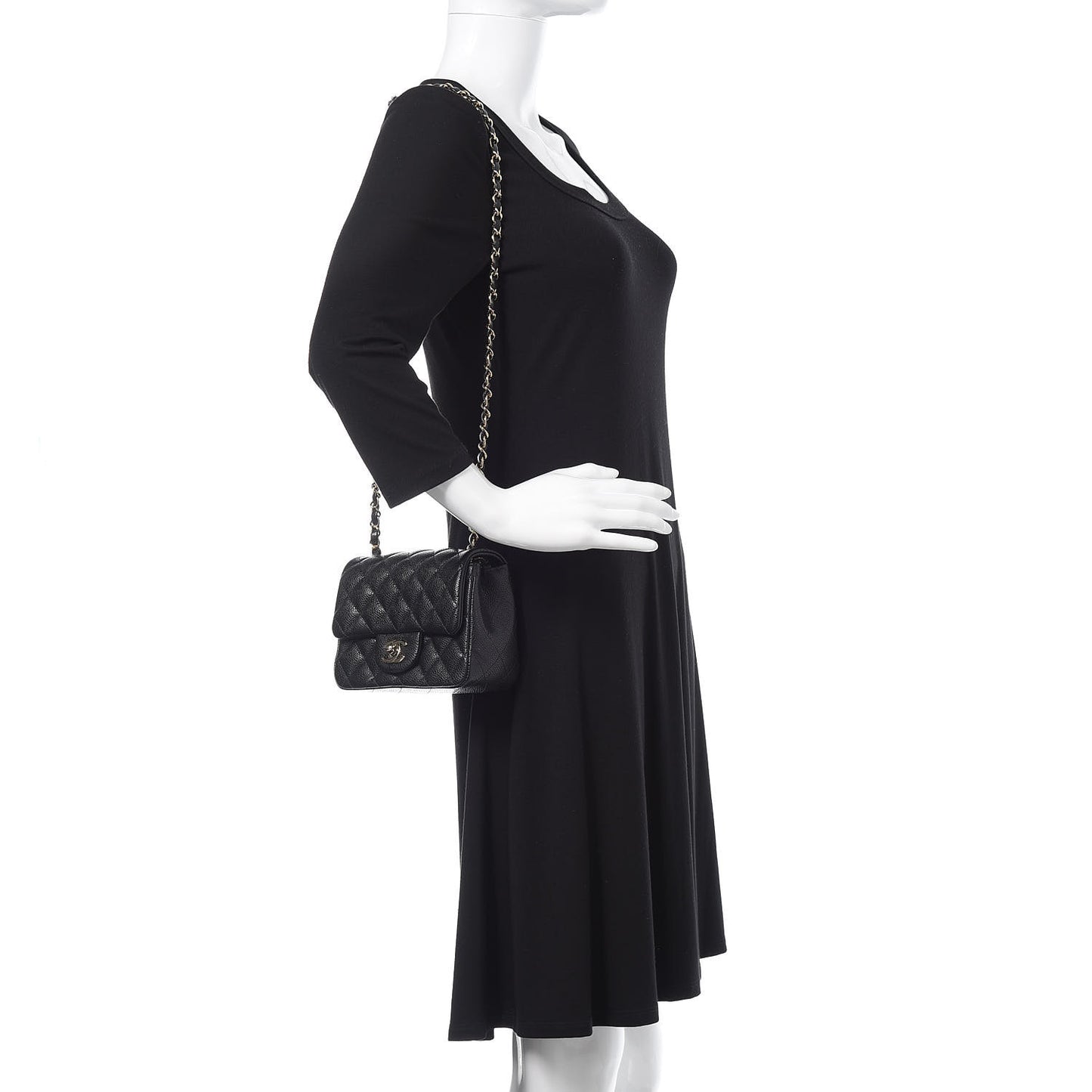 Caviar Quilted Mini Square Flap Black