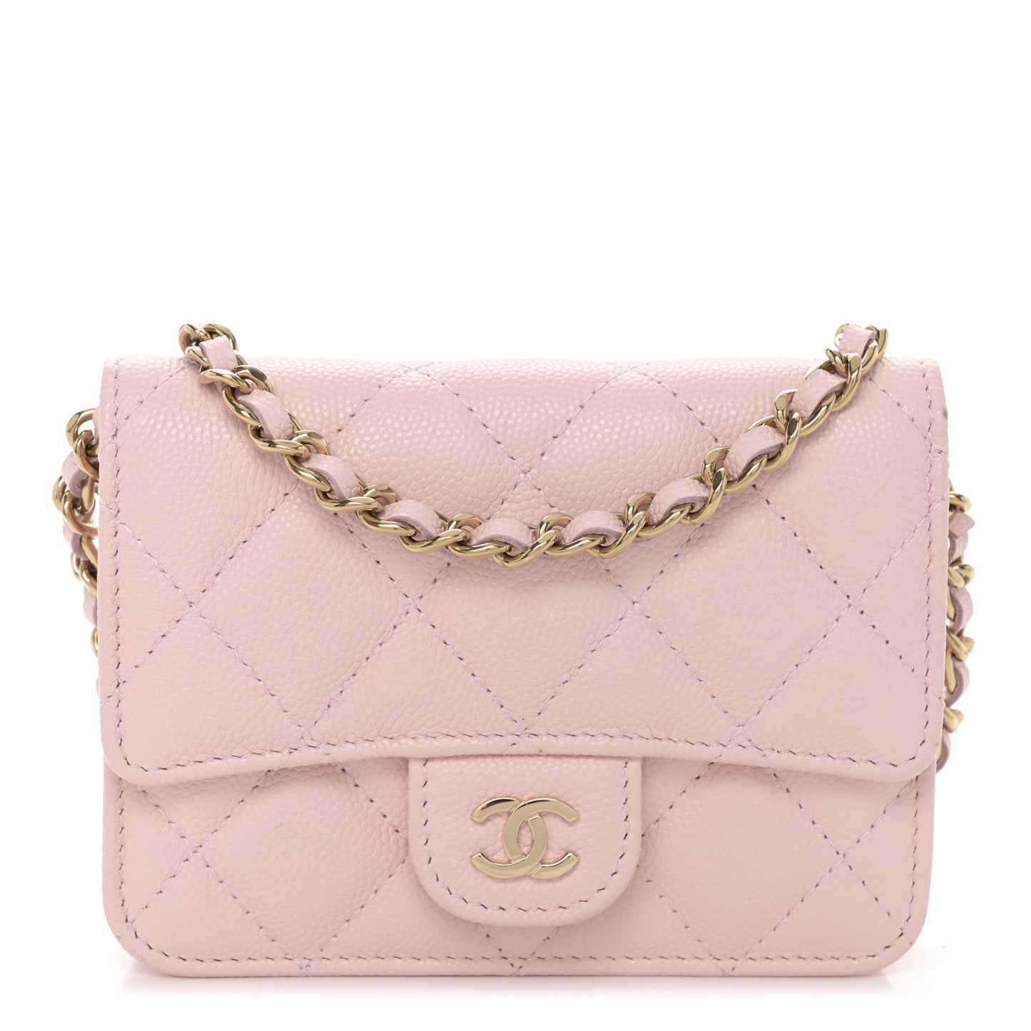 Caviar Quilted Mini Chain Bag Pink