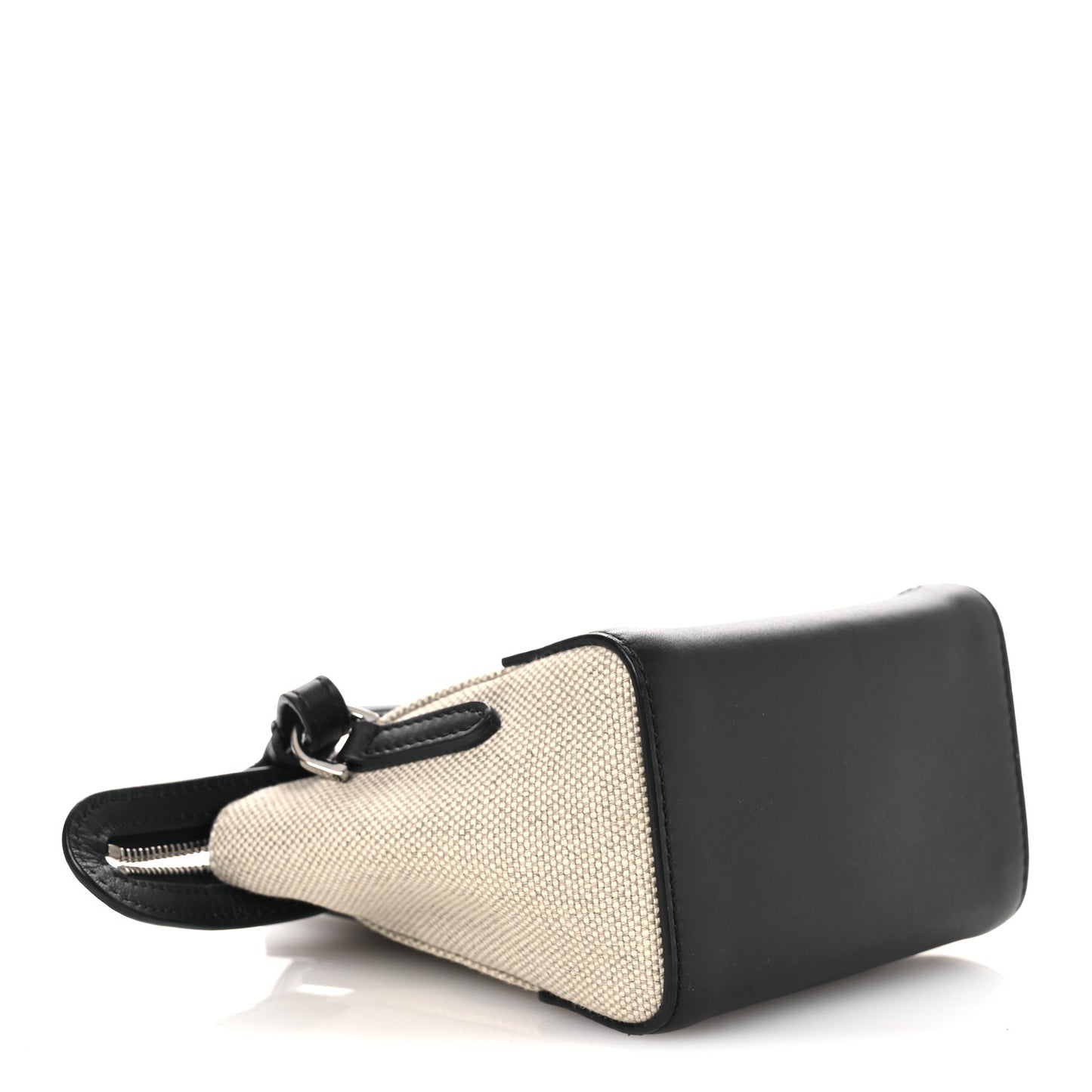 Calfskin Cotton Linen Nano Sesia Happy Day Bag Natural Black