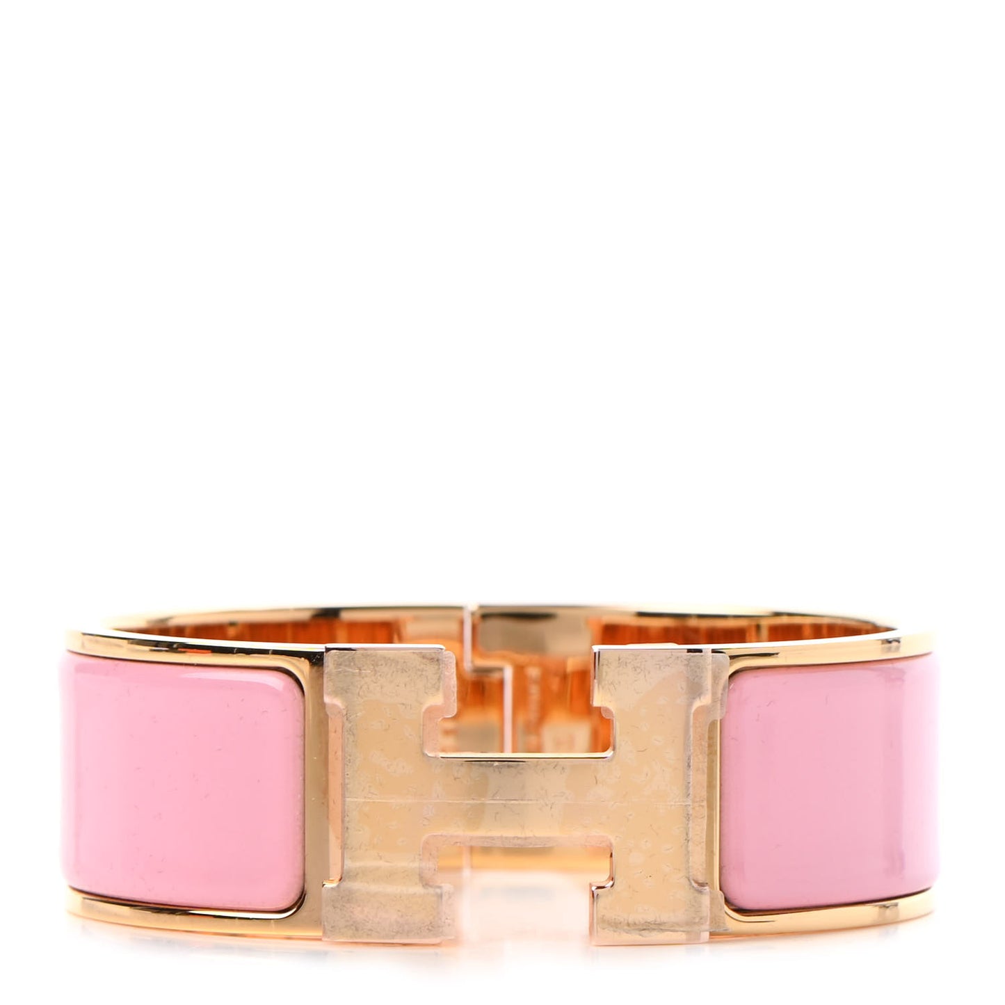 Enamel Wide Clic Clac H Bracelet PM Rose Nacarat