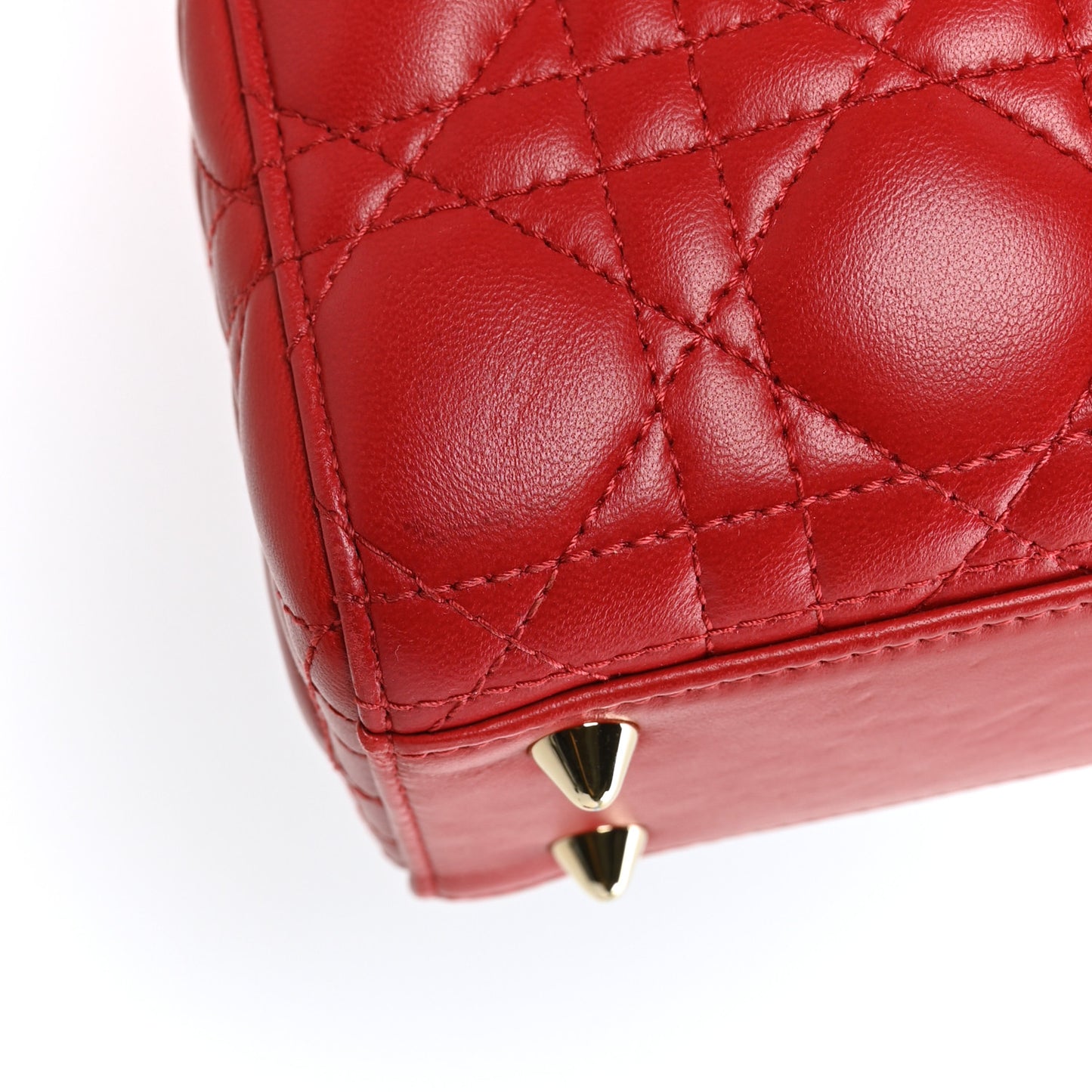 Lambskin Cannage Small Lucky Badges My Lady Dior Red