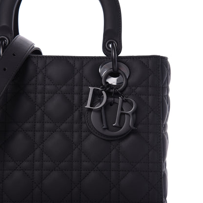 Christian Dior Ultra Matte Calfskin Cannage Medium Lady Dior Black 10 of 11
