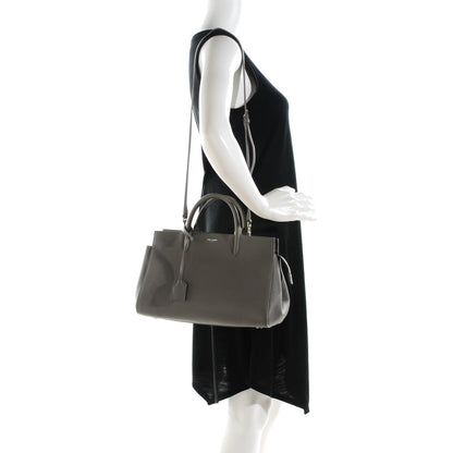 Saint Laurent Grained Calfskin Small Rive Gauche Cabas Fog 2 of 7
