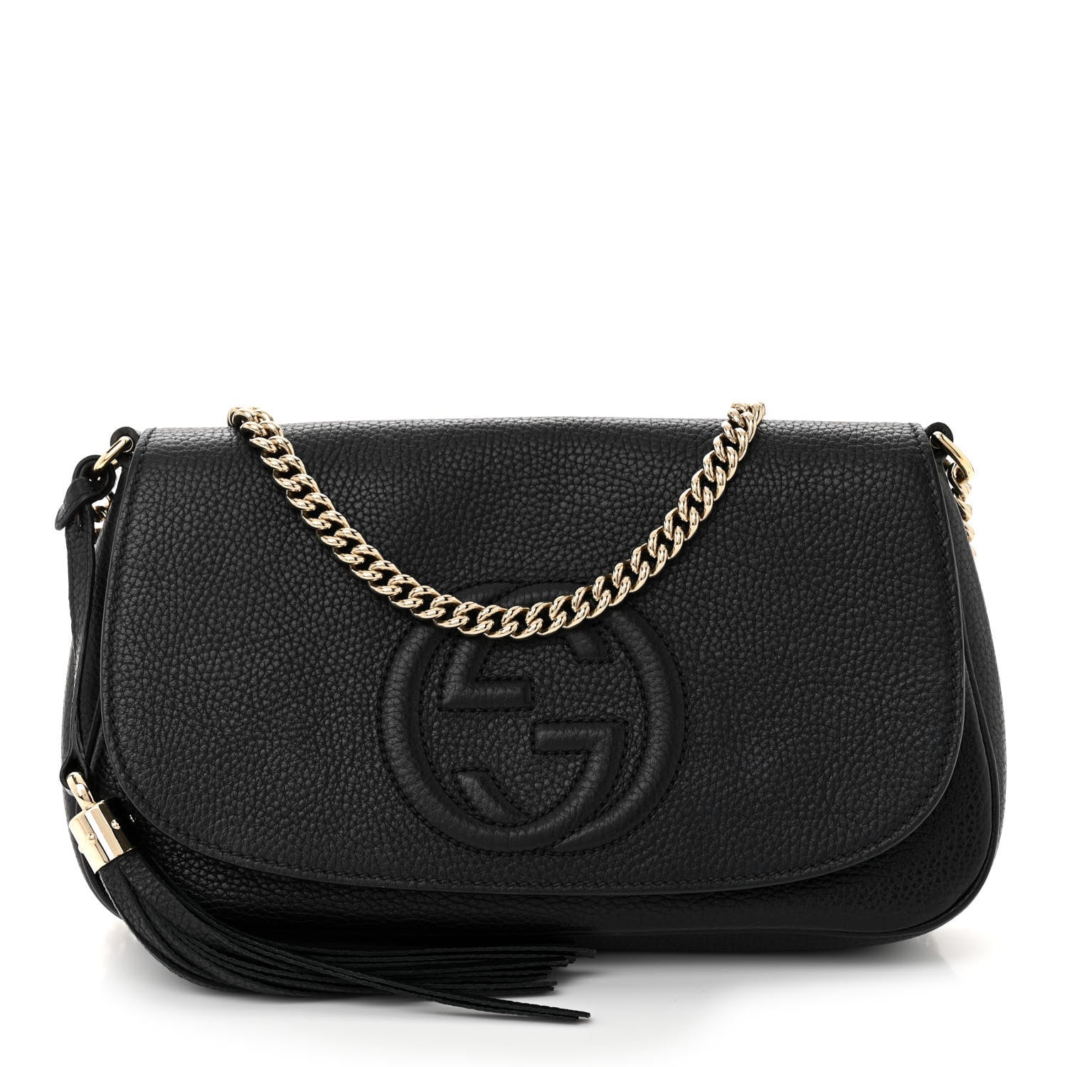 Gucci Pebbled Calfskin Medium Soho Flap Crossbody Black 1 of 10