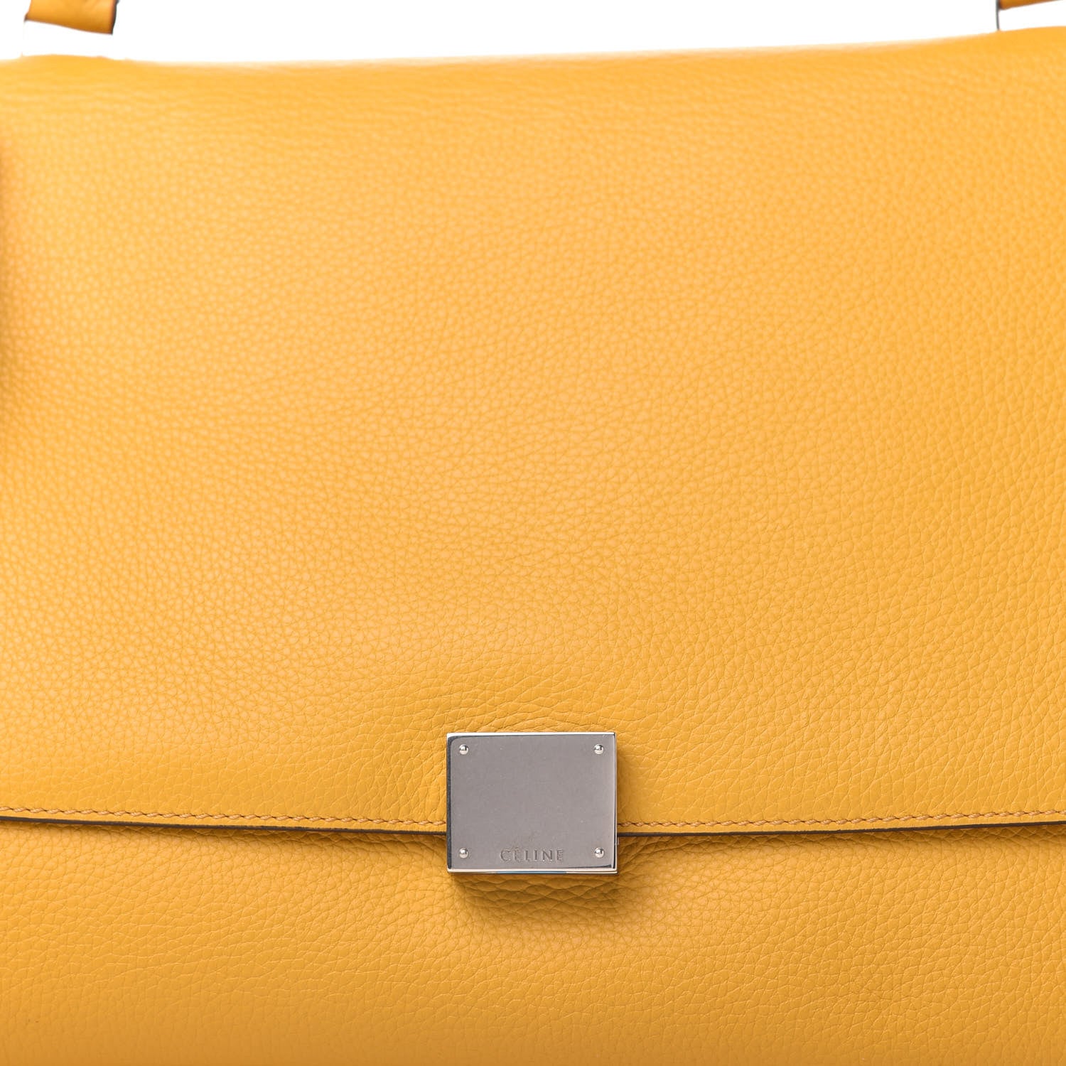 Celine Drummed Calfskin Suede Medium Trapeze Ocre 9 of 10