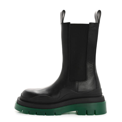 Bottega Veneta Calfskin The Tire Chelsea Boots 39 Black Green 1 of 11