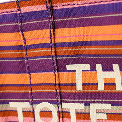 Marc Jacobs Cotton Canvas Striped Mini The Traveler Tote Bag Purple Multicolor 13 of 13