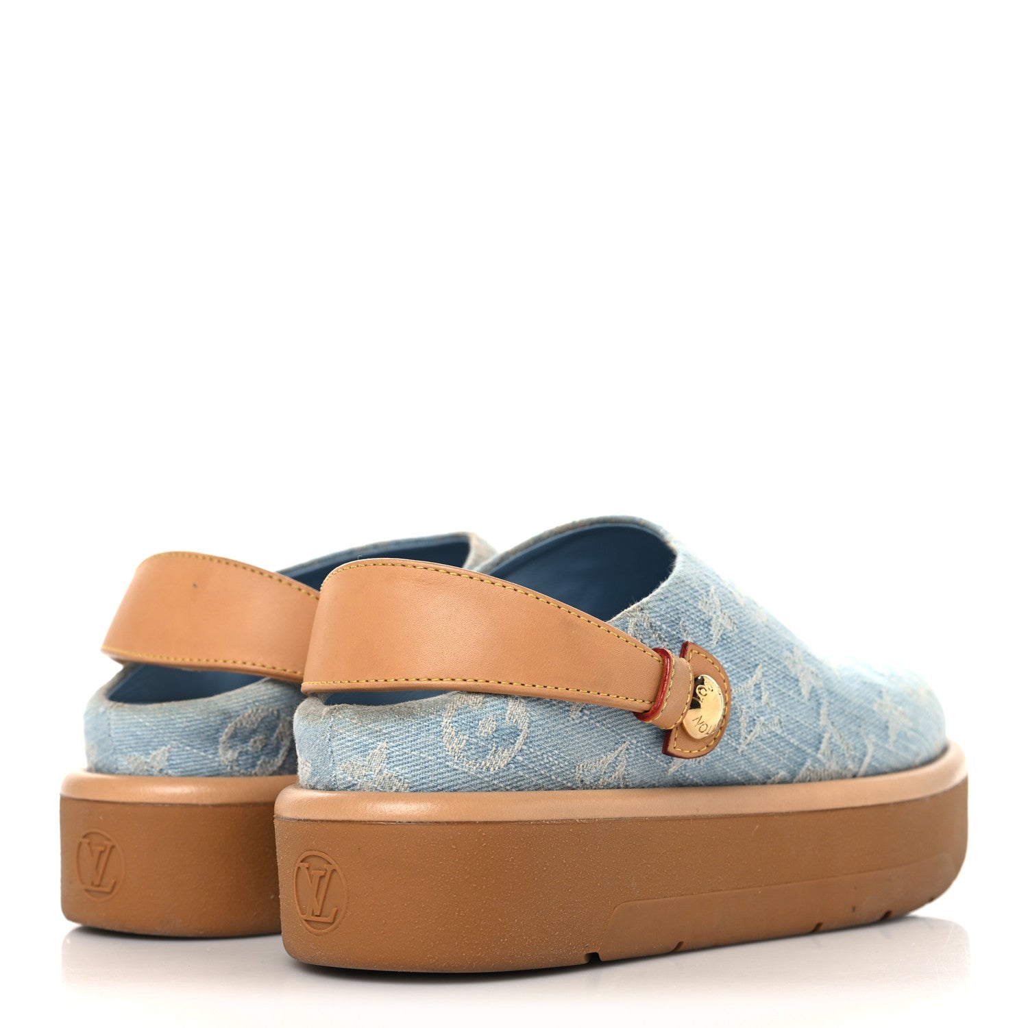 Louis Vuitton Monogram Washed Denim Aspen Platform Clog Mules 36 Blue 5 of 13