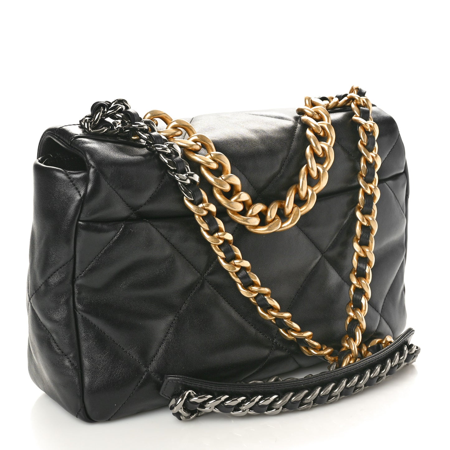 Lambskin Quilted Large Chanel 19 Flap Black