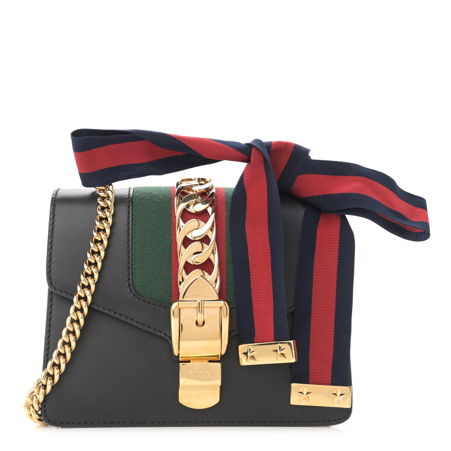 Calfskin Mini Sylvie Chain Shoulder Bag Black