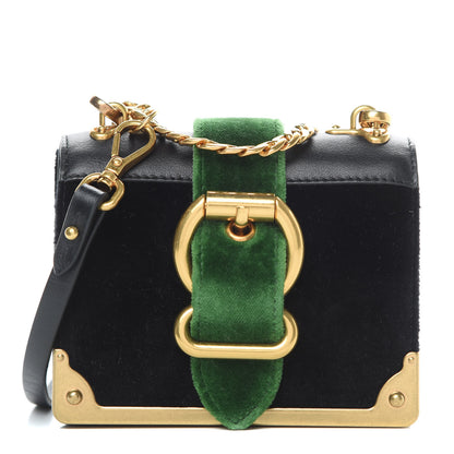 Prada Velvet City Calfskin Micro Cahier Bag Black Alloro 1 of 11