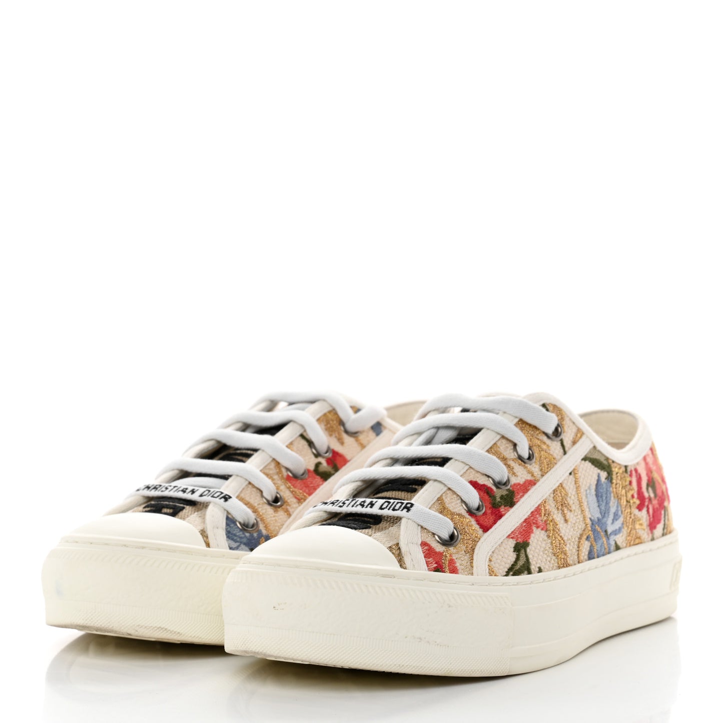 Canvas Floral Embroidered Womens Walk'N'Dior Low Top Sneakers 35.5 Multicolor
